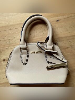 2/$30 Steve Madden Bfaith mini bag purse in mushroom tan No Crossbody Strap EUC